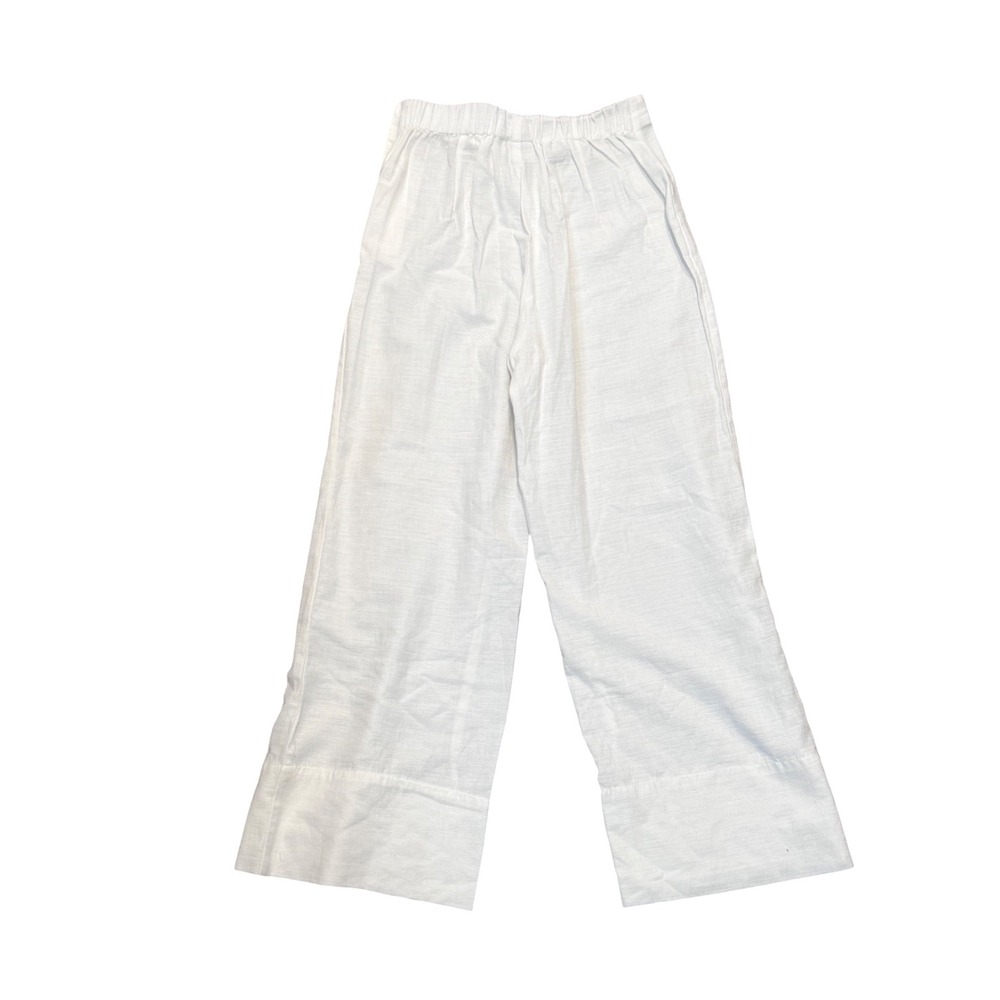 Good Luck Gem White Linen Blend Wide Leg Sailor Button Pants XS YCGP1182 - Picture 2 of 6